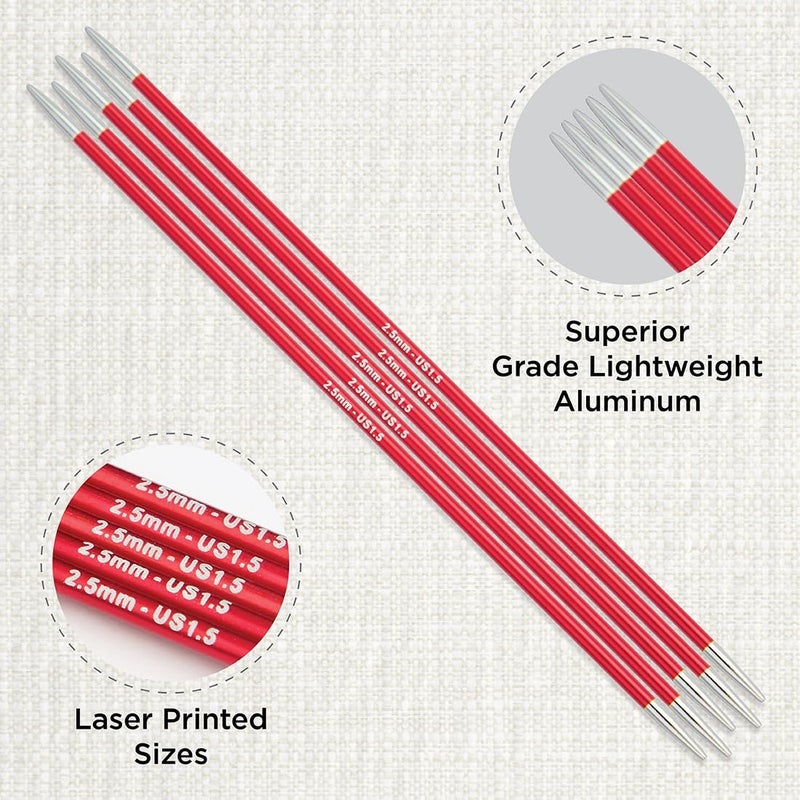 Knit Pro Zing Double Pointed Needles 6" (15cm) | US Size 1.5 (2.5mm) - Image 1